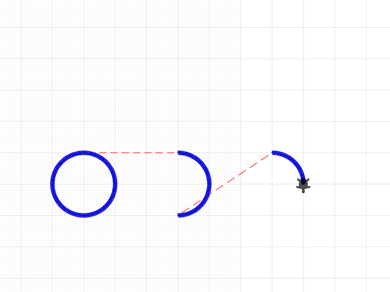 One circle, Half circle and 1/4 of a circle